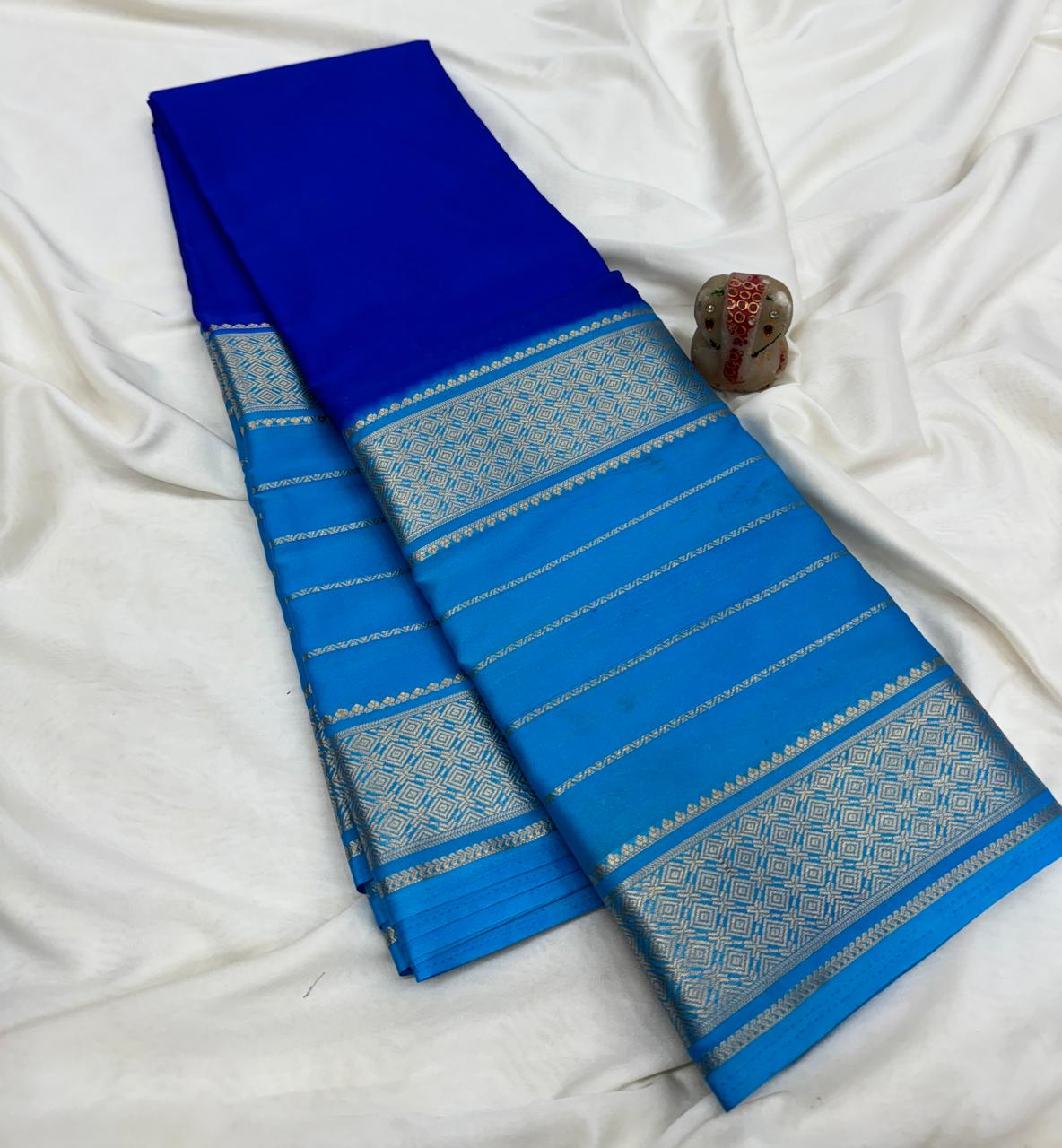 Exclusive Double Border Mysore Crepe Silk Saree
